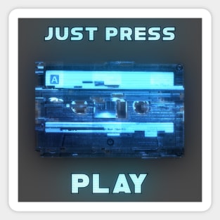 Just Press Play Glitched Retro Cassette Sticker